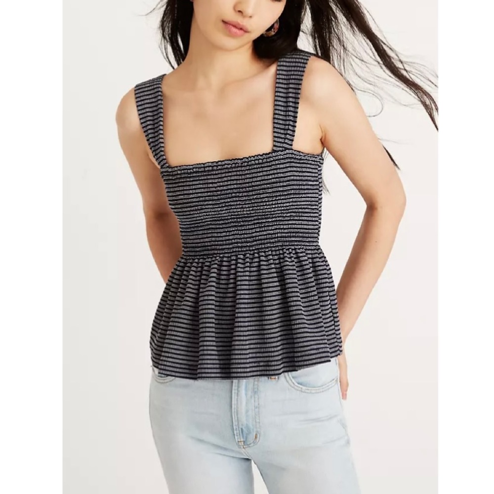 Madewell Texture & Thread Smocked Peplum Tank Top
